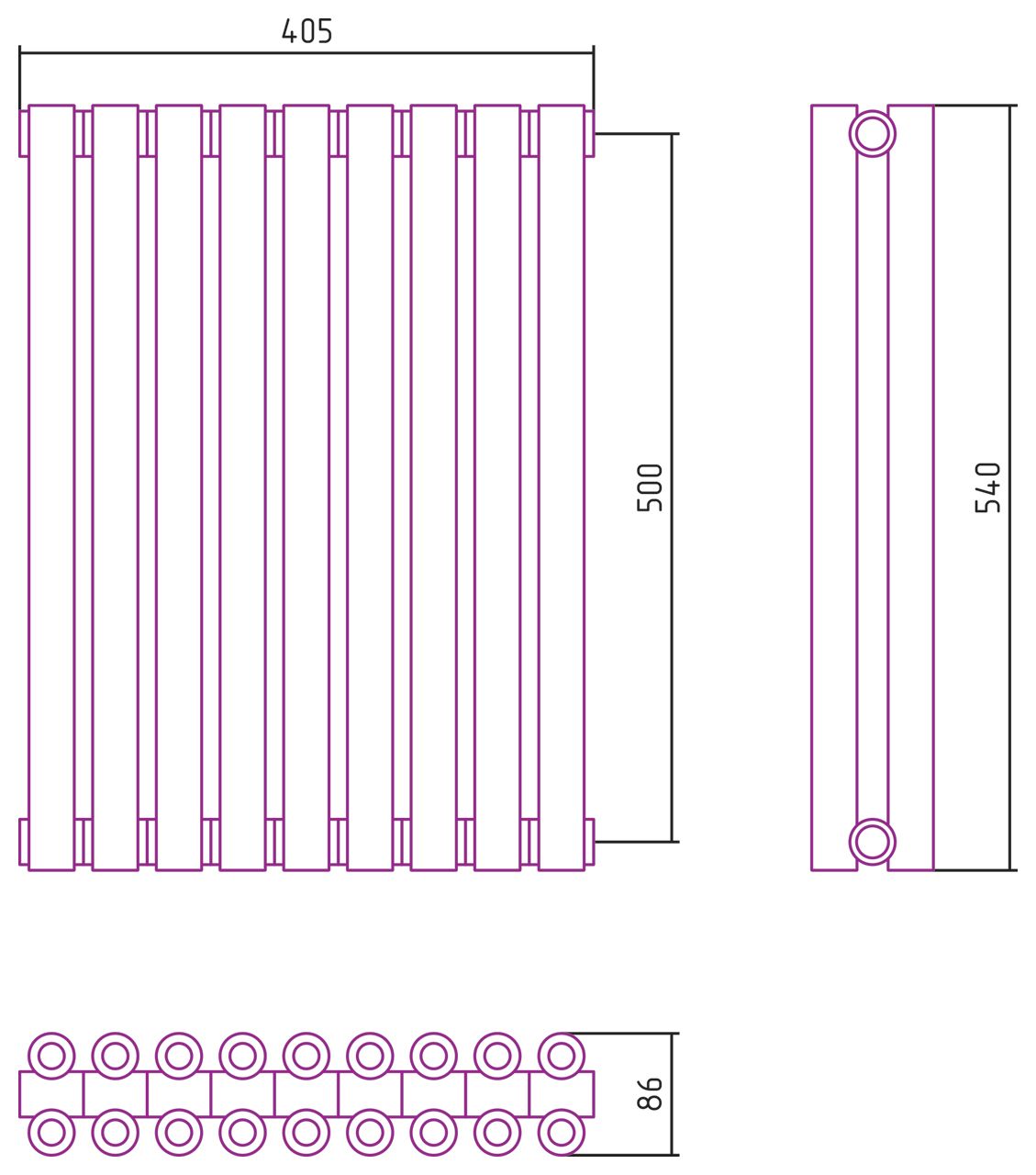 Отопительный радиатор ЭСТЕТ-00 н/ж 500х405 / 9 сек (Матовый ЧЁРНЫЙ) Отопительный радиатор ЭСТЕТ-00 н/ж 500х405 / 9 сек (Матовый ЧЁРНЫЙ)