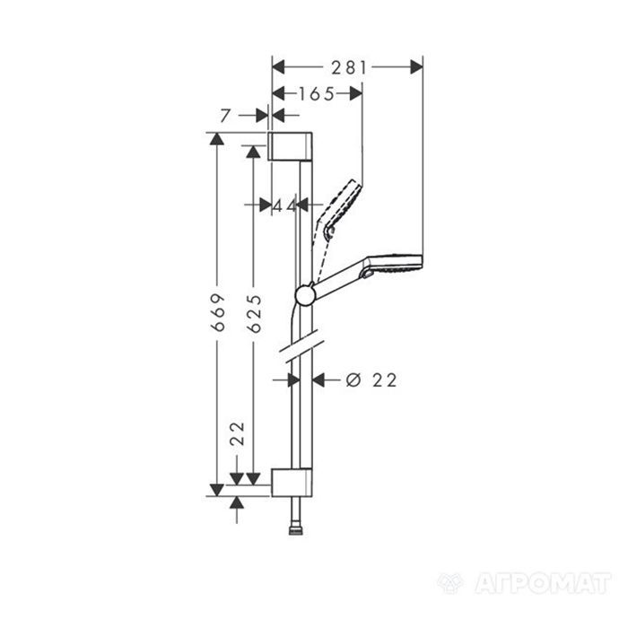 Душевой гарнитур, Hansgrohe, Crometta, Vario, размер штанги, мм-650, размер шланга, мм-1600, диаметр ручного душа, мм-100, количество режимов-2, тип струи-Rain, Intense Rain, цвет-белый/хром Душевой гарнитур, Hansgrohe, Crometta, Vario, размер штанги, мм-650, размер шланга, мм-1600, диаметр ручного душа, мм-100, количество режимов-2, тип струи-Rain, Intense Rain, цвет-белый/хром