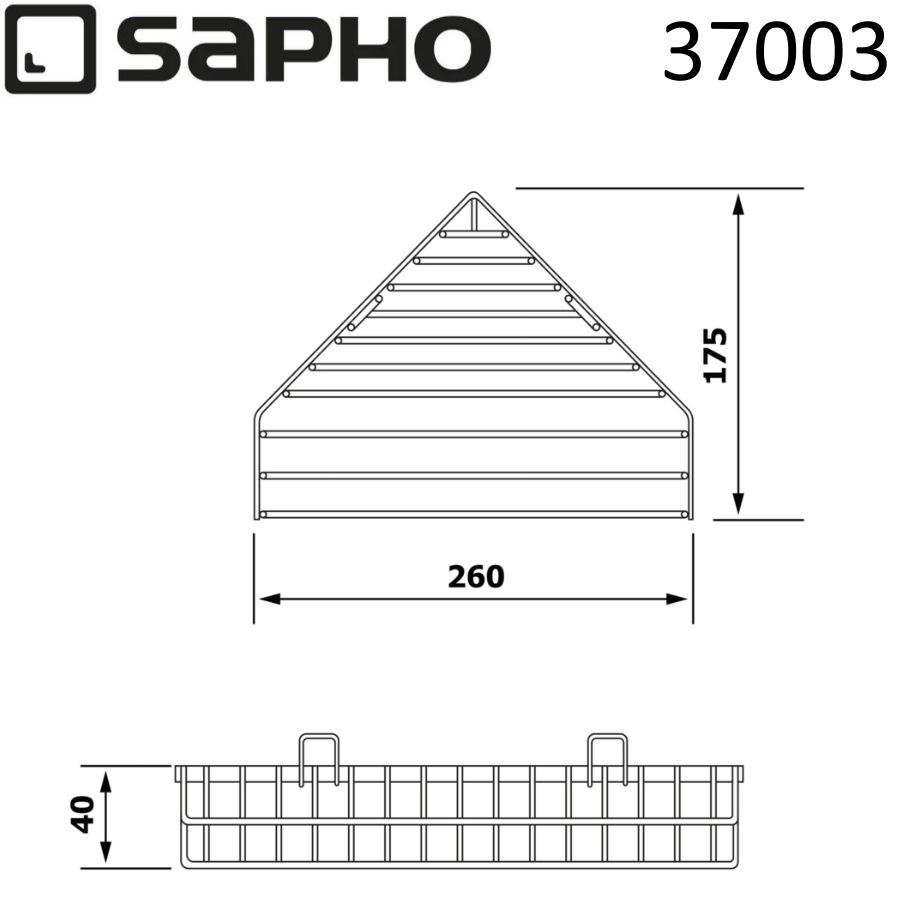 Мыльница CHROM LINE угловая, из проволоки с бортиком, нержавеющая сталь, 260x40x175 мм, хром, Sapho