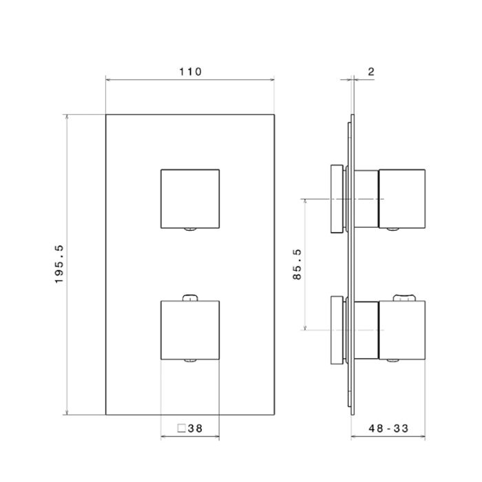 Встраиваемый термостатический смеситель для душа FUTURA с регулировкой температуры, хром