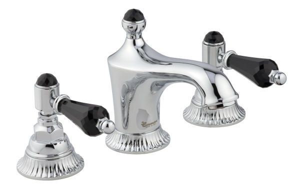 Emmevi The One Atena, смеситель для раковины на 3 отверстия. Черные кристаллы Swarovski, цвет золото