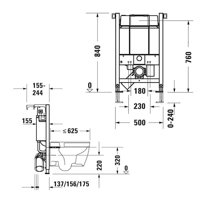 Duravit DuraSystem Рама для установки подвесного унитаза Standard 84 см 840x500x155 мм Duravit DuraSystem Рама для установки подвесного унитаза Standard 84 см 840x500x155 мм