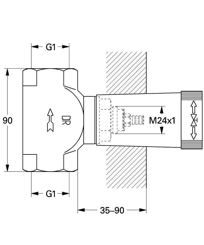 Встраиваемая часть вентиля GROHE, резьба 1 , латунь (29805000) Встраиваемая часть вентиля GROHE, резьба 1 , латунь (29805000)