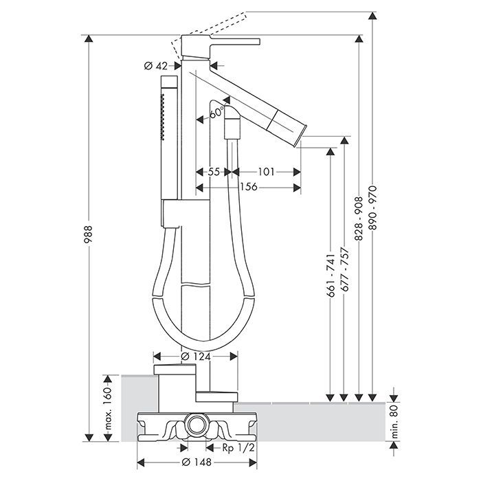 AX Starck Смеситель для ванны , цвет полированное красное золото