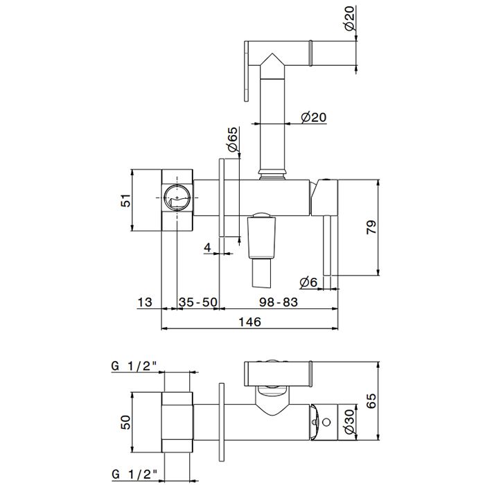Newform Idroscopini Гигенический душ со смесителем, шланг, цвет: хром