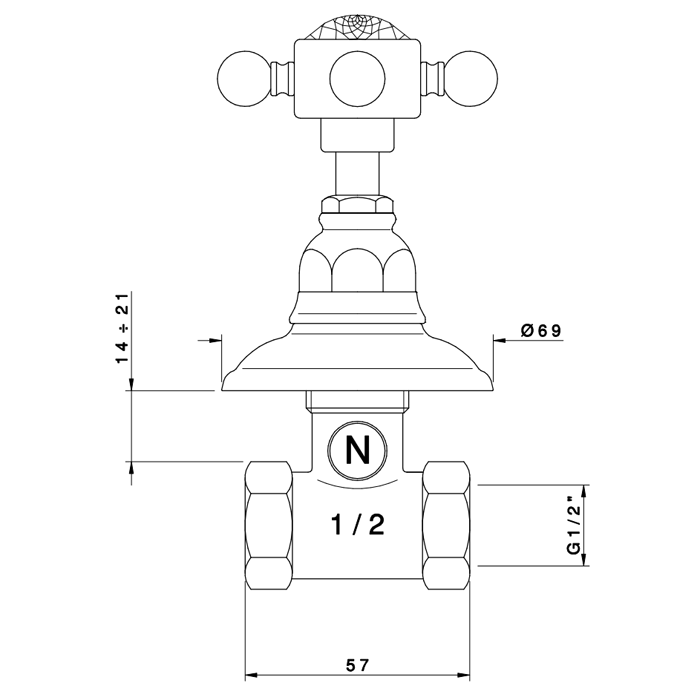 Nicolazzi Half Dome Crystal Вентиль запорный 1/2”, цвет: хром Nicolazzi Half Dome Crystal Вентиль запорный 1/2”, цвет: хром