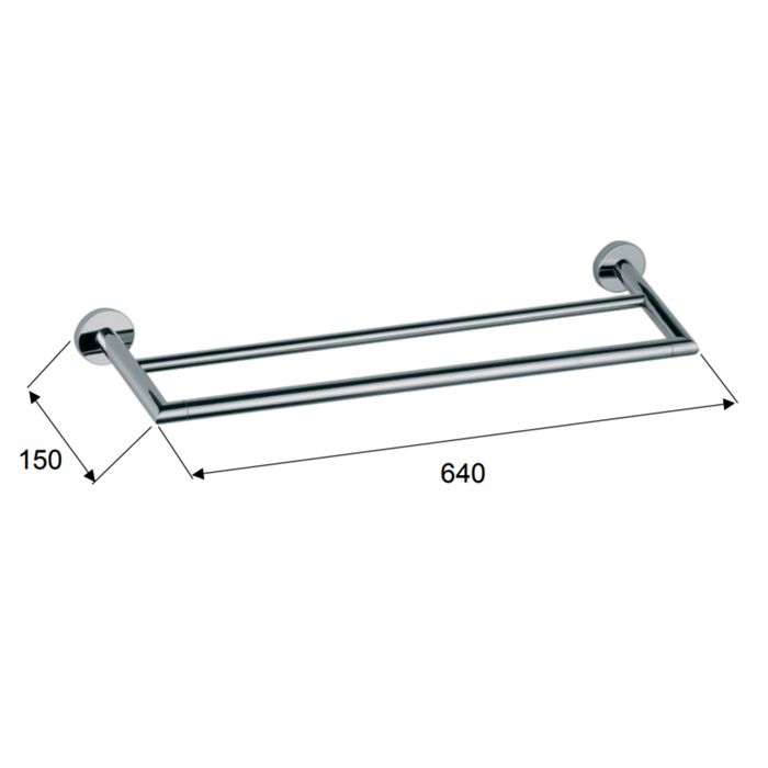 Daniel Accessori Bagno Hilton Держатель полотенец двойной, 60 см, хром