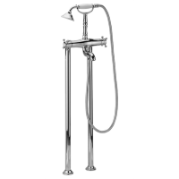 HUBER Victorian Смеситель термостатический напольный для ванны с ручной лейкой на держателе и шлангом 150 см, цвет хром