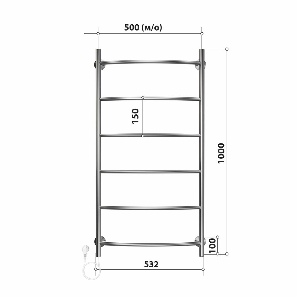 Полотенцесушитель электрический Stelmix 100x50 см, дуга, артикул 4670078543066