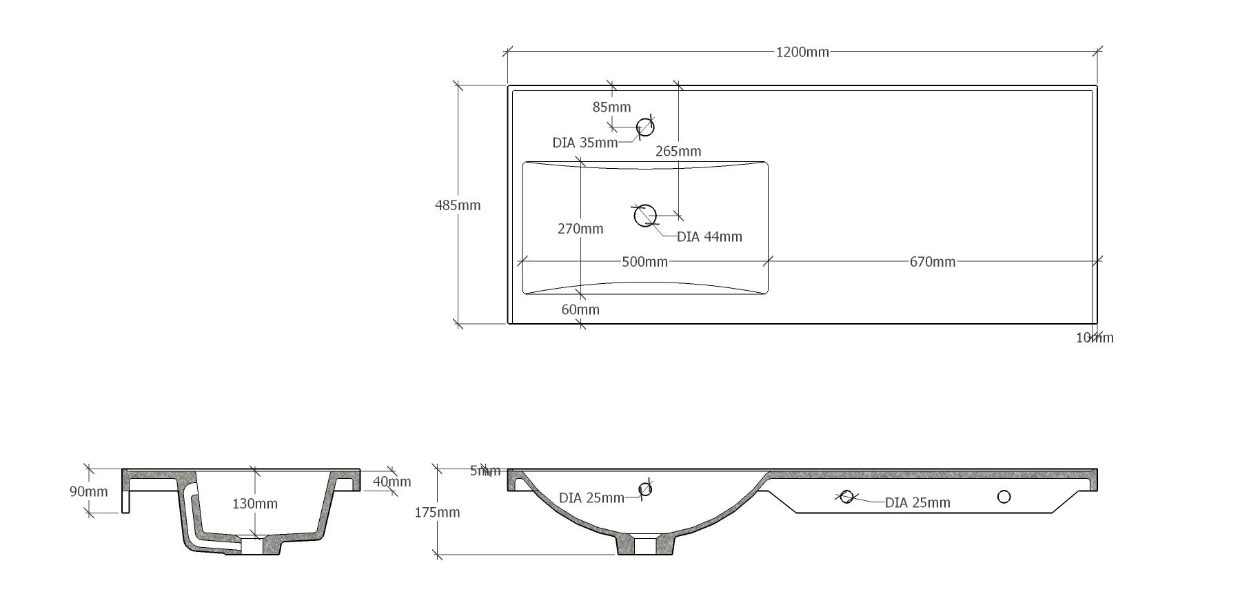 Раковина Onika 120 левая