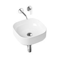 Комплект 4 в 1 Lavinia Boho Bathroom Sink Slim 21510143, накладная фарфоровая раковина 40 см, встраиваемый смеситель со скрытым механизмом, латунный сифон, донный клапан quick-clac