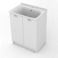 KERASAN Aquadom Комплект для постирочной 75х50см: база + раковина 029301 c 1 отв. под смеситель +выпуск с сифоном , цвет белый матовый