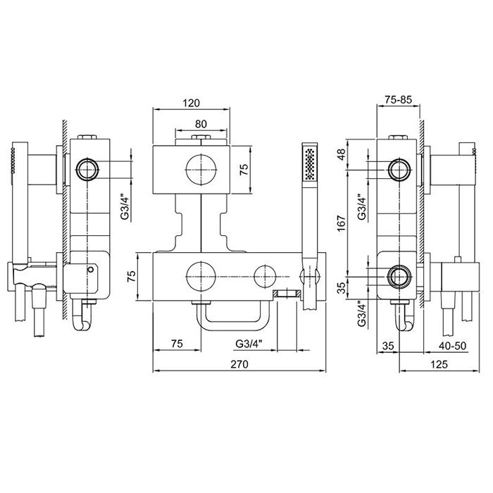 Fantini Milano Встраиваемый термостат для душа на 2 источника, 3/4'', (наружняя часть), цвет: матовая натуральная сталь