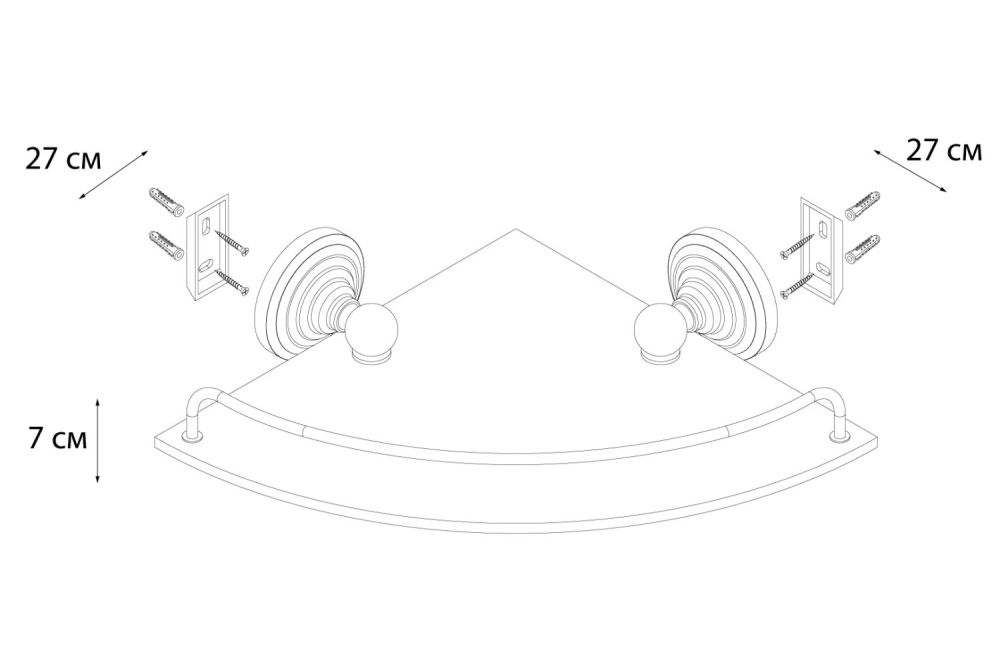 Полка FIXSEN Retro стеклянная угловая (FX-83803A), артикул FX-83803A