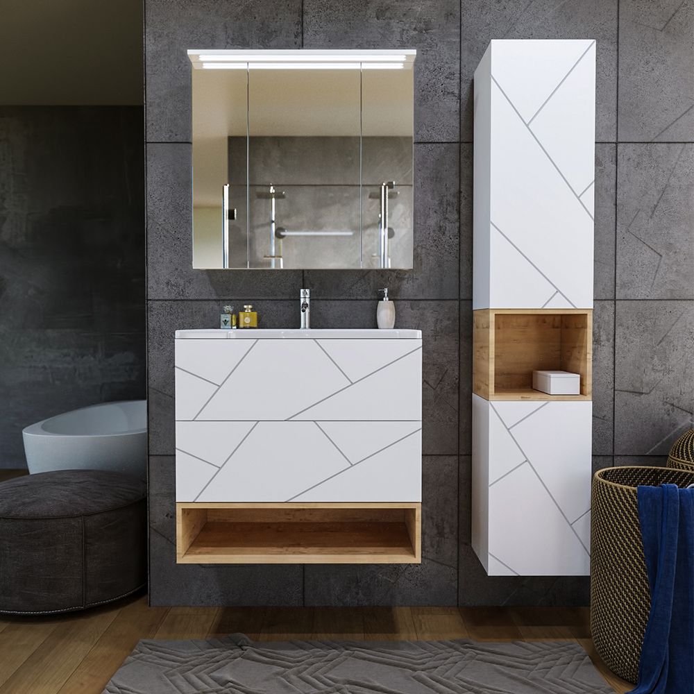 Ниша для тумбы Бриклаер КРИСТАЛЛ 80 см, дуб бунратти