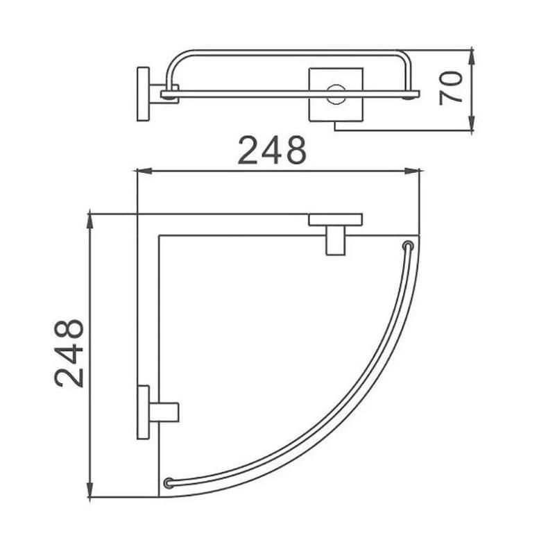 Полка стеклянная угловая D-Lin D264222, черный