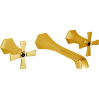 CISAL Cherie Смеситель для раковины на 3 отверстия из стены, излив 200 мм, внешняя часть, цвет золото/черный