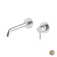 Newform X-STEEL 316 Смеситель для раковины настенный, без донного клапана, излив 239мм, наружная часть, (для 27852) цвет: PVD Brushed pale gold Newform X-STEEL 316 Смеситель для раковины настенный, без донного клапана, излив 239мм, наружная часть, (для 27852) цвет: PVD Brushed pale gold