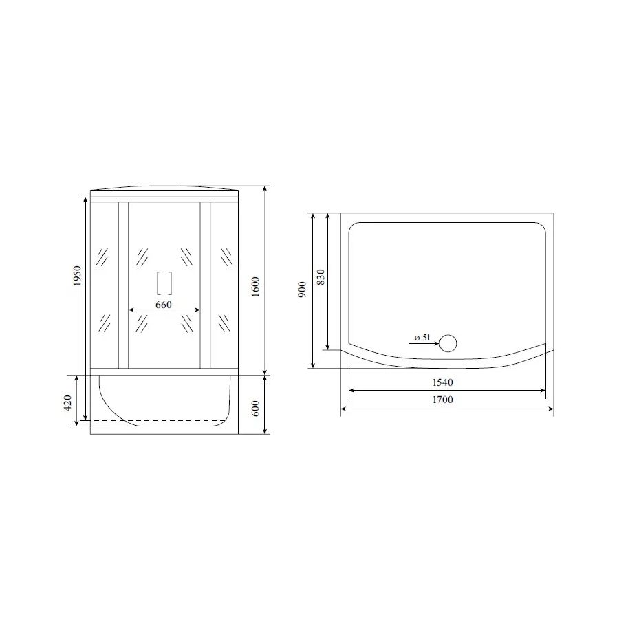 Душевая кабина (душевой бокс) Timo Lux T-7770NEW, 170x88x220, артикул T-7770(NEW)