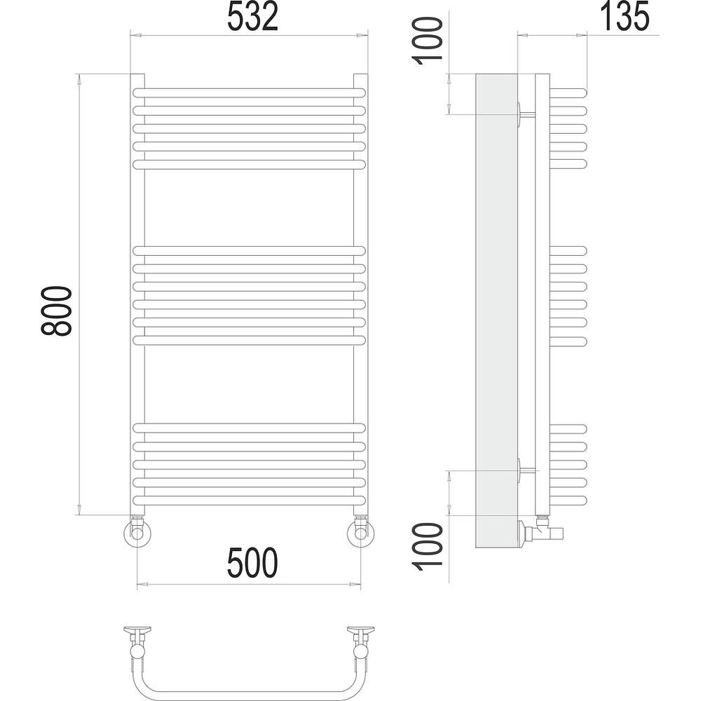 Полотенцесушитель водяной Terminus Стандарт П16 50х80