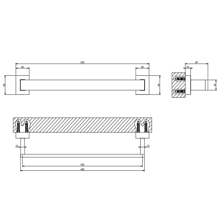 GESSI  INVERSO ACCESSORIES Опорная ручка для ванны и душа, длина 45 см, цвет: Brass Brushed PVD