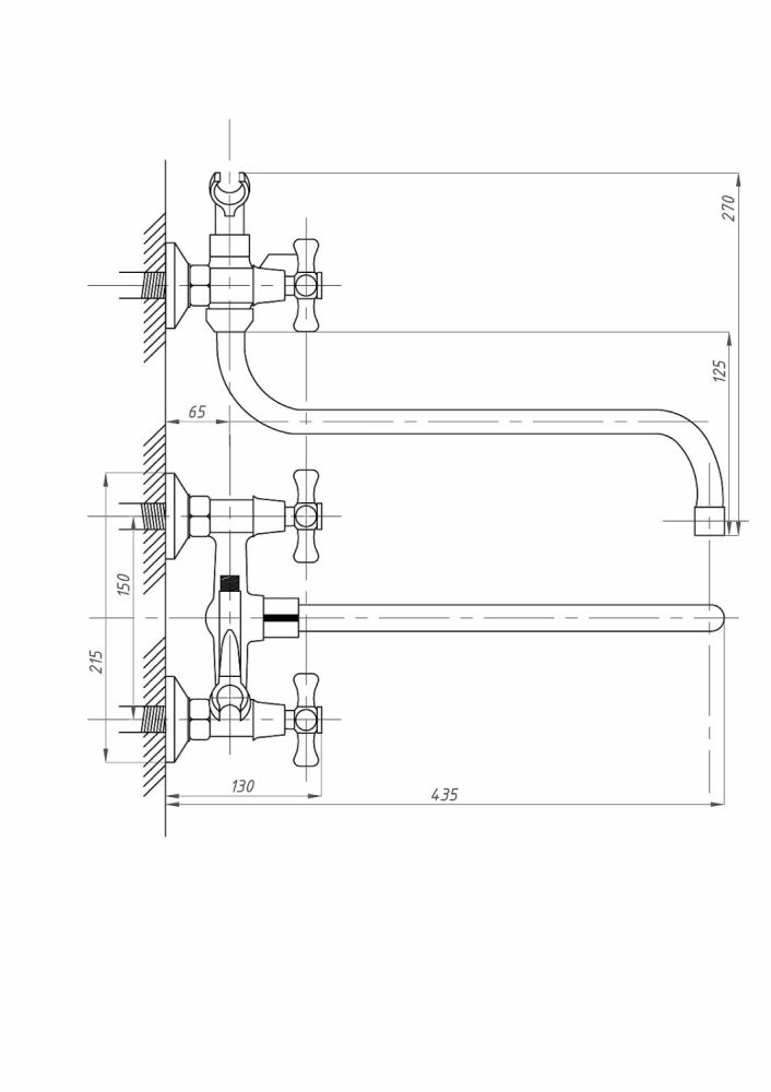 Смеситель для ванны с душем FAUZT FZs-435-07 тип См-ВУДРНШлА, артикул FZs-435-07