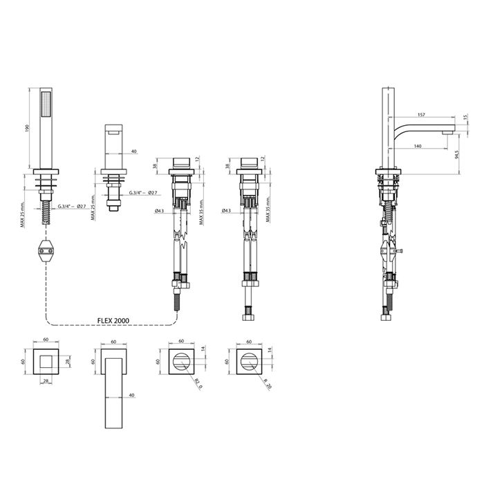 Bongio Domino Смеситель для ванны, цвет хром