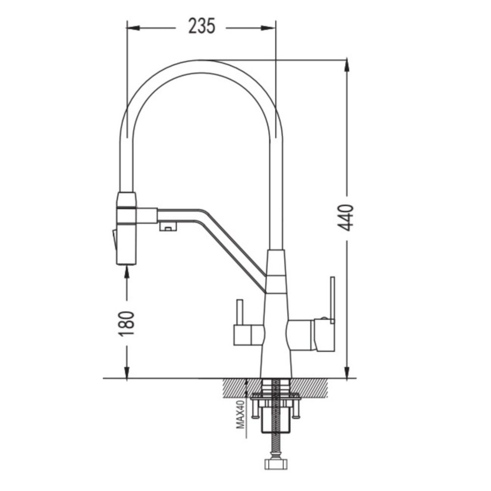 Смеситель для кухни с гибким изливом и подключением фильтра Shevanik S278C, белый