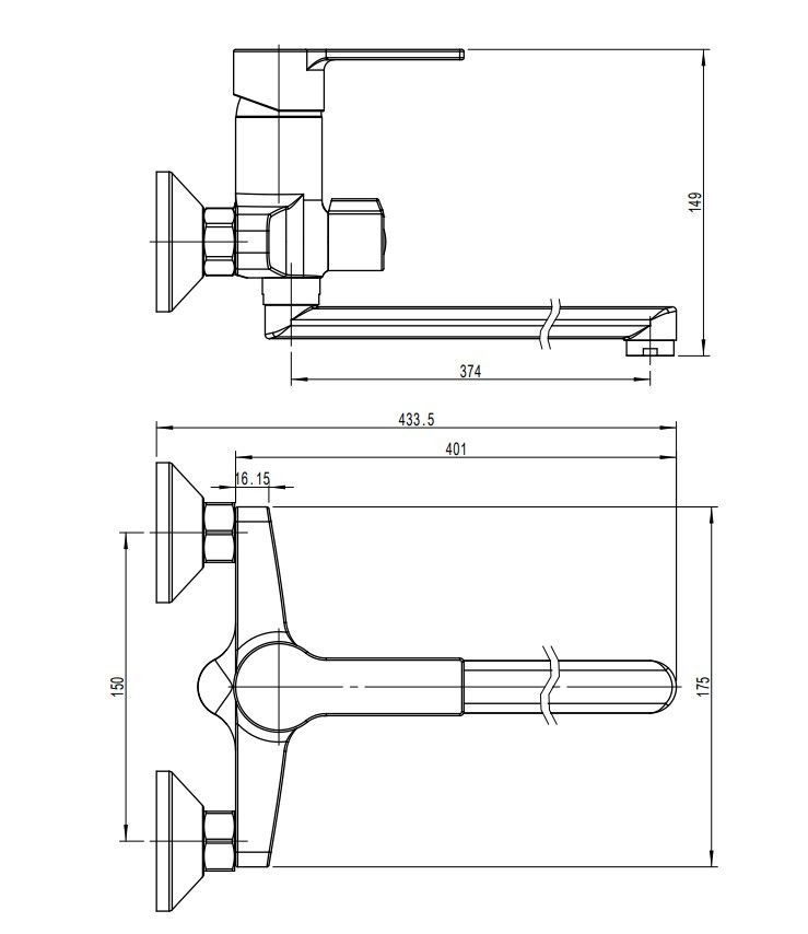 Смеситель для ванны с длинным поворотным изливом RUSH MADEIRA (MA3245-51), артикул MA3245-51