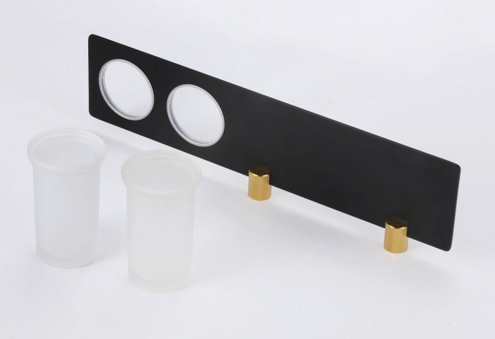 Стакан для ванной комнаты двойной Savol S-002168HB, черный/золото, артикул S-002168HB