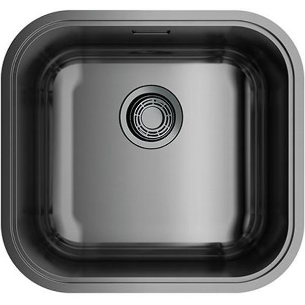 Мойка, OMOIKIRI, Omi, ширина, мм-445, глубина, мм-415, высота, мм-180, тип установки-встраиваемый, отверстия для смесителя-отсутствуют, с переливом, сифон и донный клапан в комплекте, материал-нержавеющая сталь, крепления в комплекте, цвет-вороненая сталь
