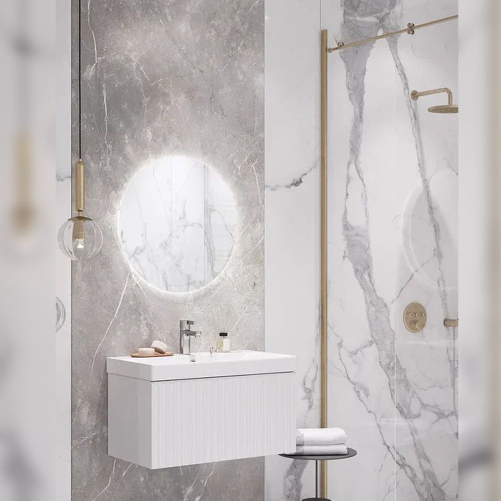 Тумба под раковину подвесная Velvex Compo tp.COM.9696.70.1Y белый глянец, 70 см, артикул tp.COM.9696.70.1Y белый глянец