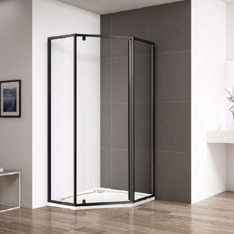 Душевой уголок Cezares Eco P-1 90х90 профиль Черный стекло прозрачное ECO-O-P-1-90-C-NERO Cezares