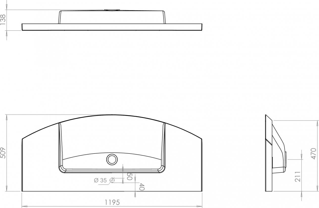 Раковина De Aqua Лонг 120 WL 120