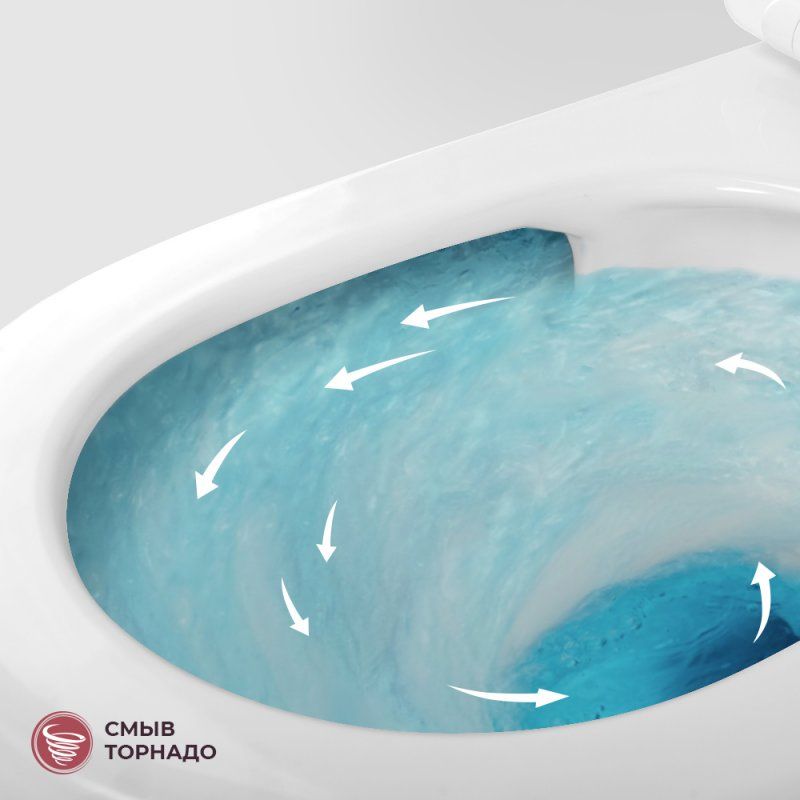 STREAM Унитаз подвесной безободковый со смывом "Торнадо" с сиденьем дюропласт soft close, CZR-2426-TH-TOR/SC, артикул CZR-2426-TH-TOR/SC