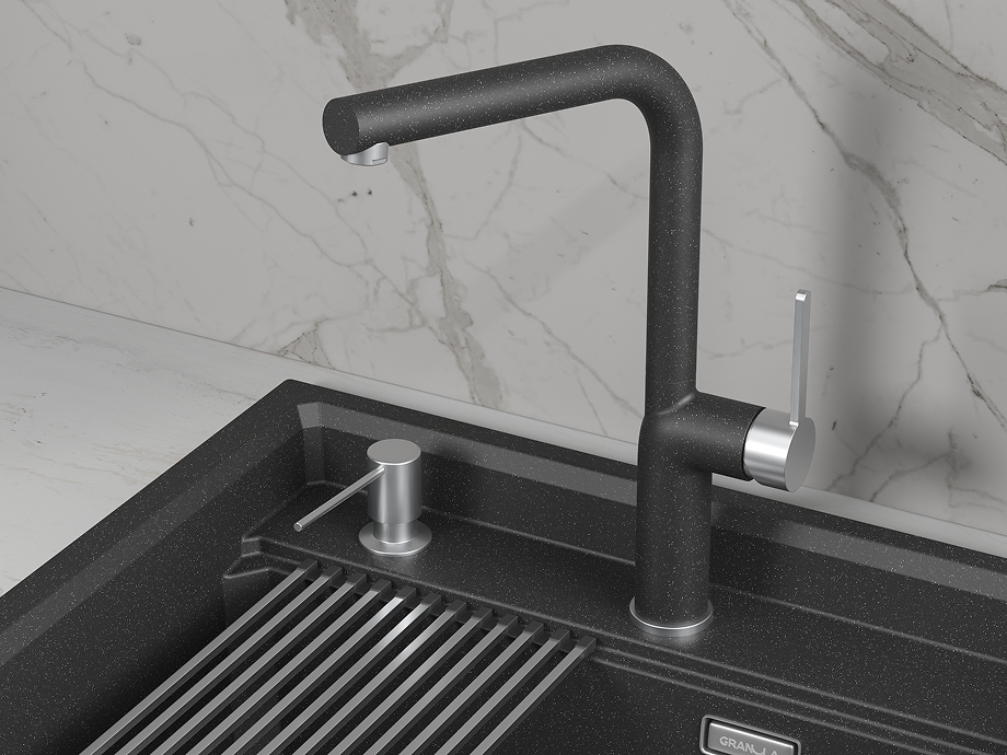 Смеситель для кухни GRANULA (9502, ЧЕРНЫЙ), артикул 9502, ЧЕРНЫЙ