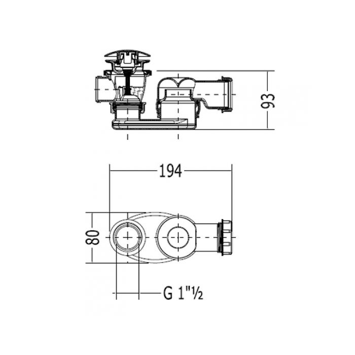 Devon Сифон для ванны AURORA/Diva/Celine/Wave с донным клапаном, цвет: хром Devon Сифон для ванны AURORA/Diva/Celine/Wave с донным клапаном, цвет: хром