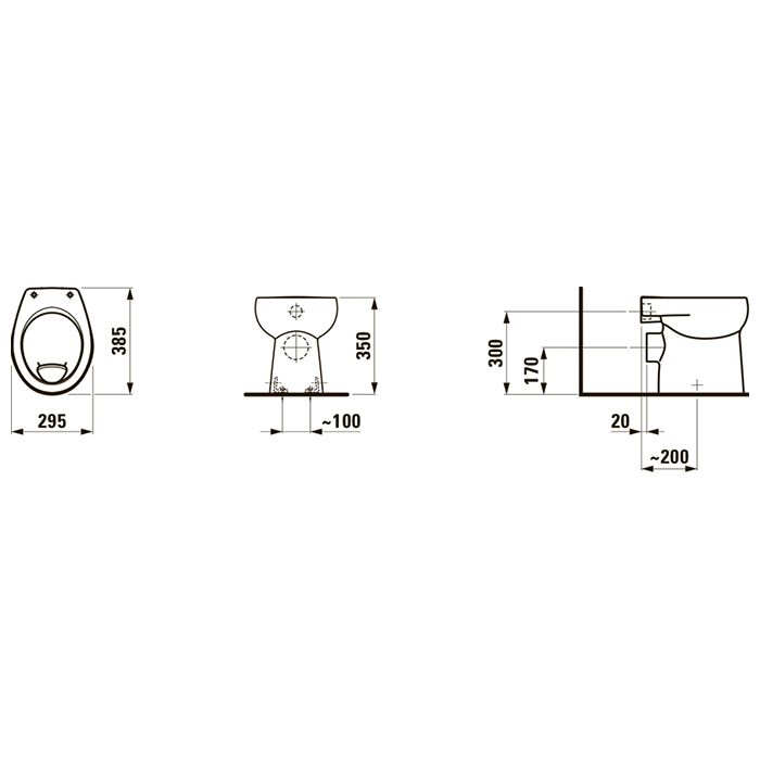LAUFEN Florakids Унитаз напольный 385х295х350 мм, слив в стену, ,цвет  белый