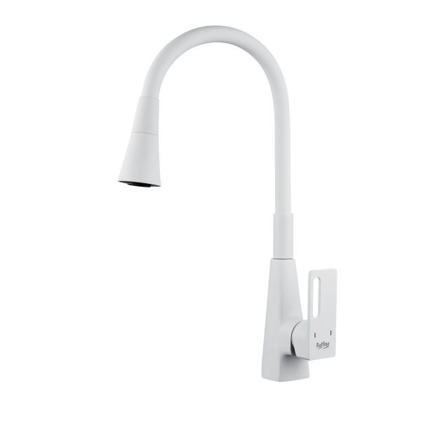 Смеситель для кухни с гибким изливом Raffine F313C-1, белый