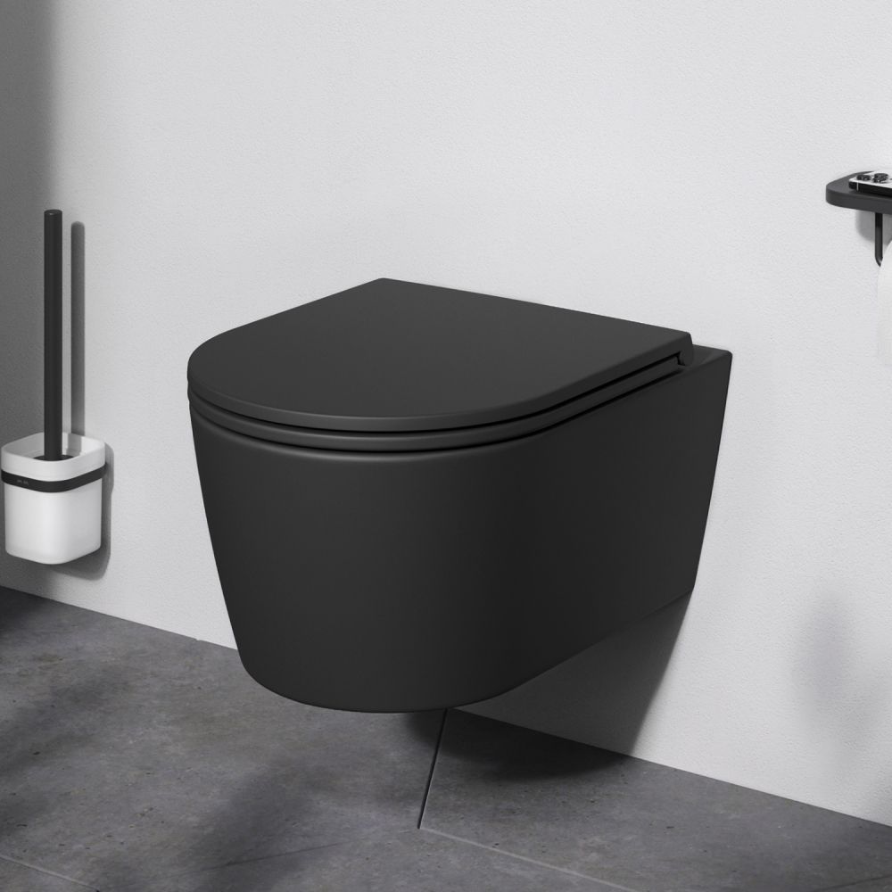 C8F1700MBSC Func подвесной унитаз 49 см FlashClean с сиденьем микролифт, черн мат