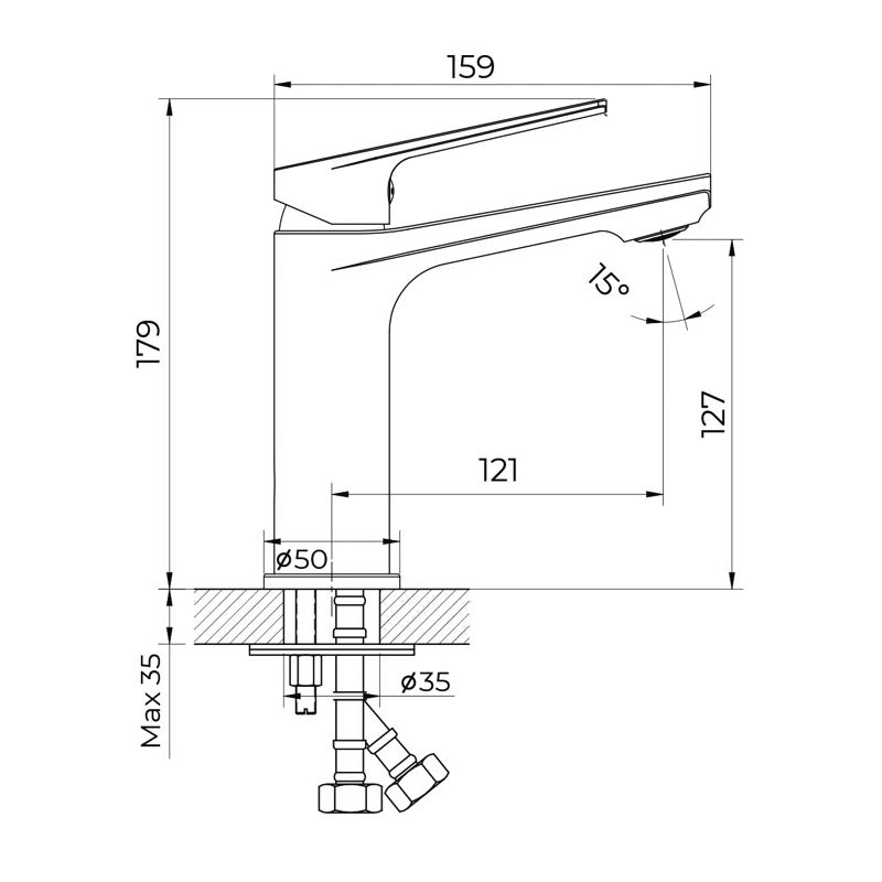 Cмеситель для раковины Knotlor KN-60/GM, оружейная сталь, артикул KN-60/GM