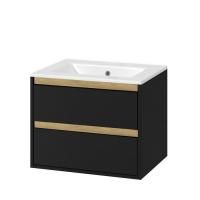 Тумба под раковину EXCELLENT Tuto 60 см (черный матовый/дуб), 2 ящика