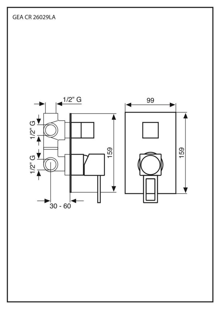 Emmevi Gea, однорычажный встраиваемый смеситель для душа, ручка со стержнем, с дивертером на 3 выхода, цвет хром