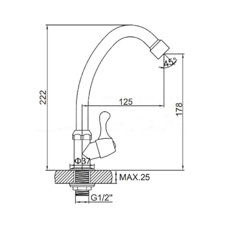 Кран на одну воду Haiba HB4185, хром