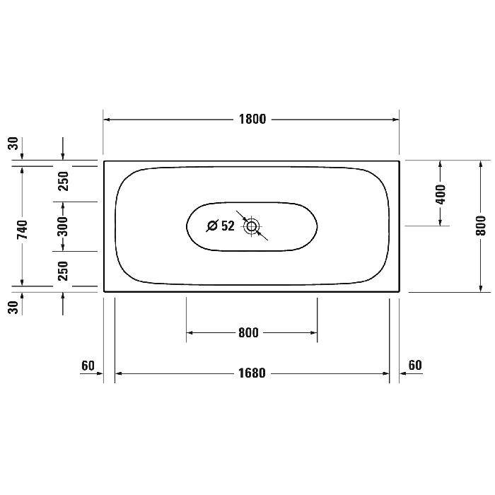 Duravit XViu Ванна отдельностоящая 1800х800мм, акриловая бесшовная панель, слив-перелив,, цвет: champagne matt