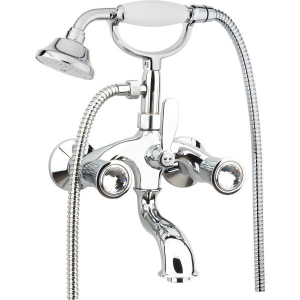 Fiore Venere Sky, двухвентильный смеситель для ванны с набором для душа, цвет хром - Swarovski