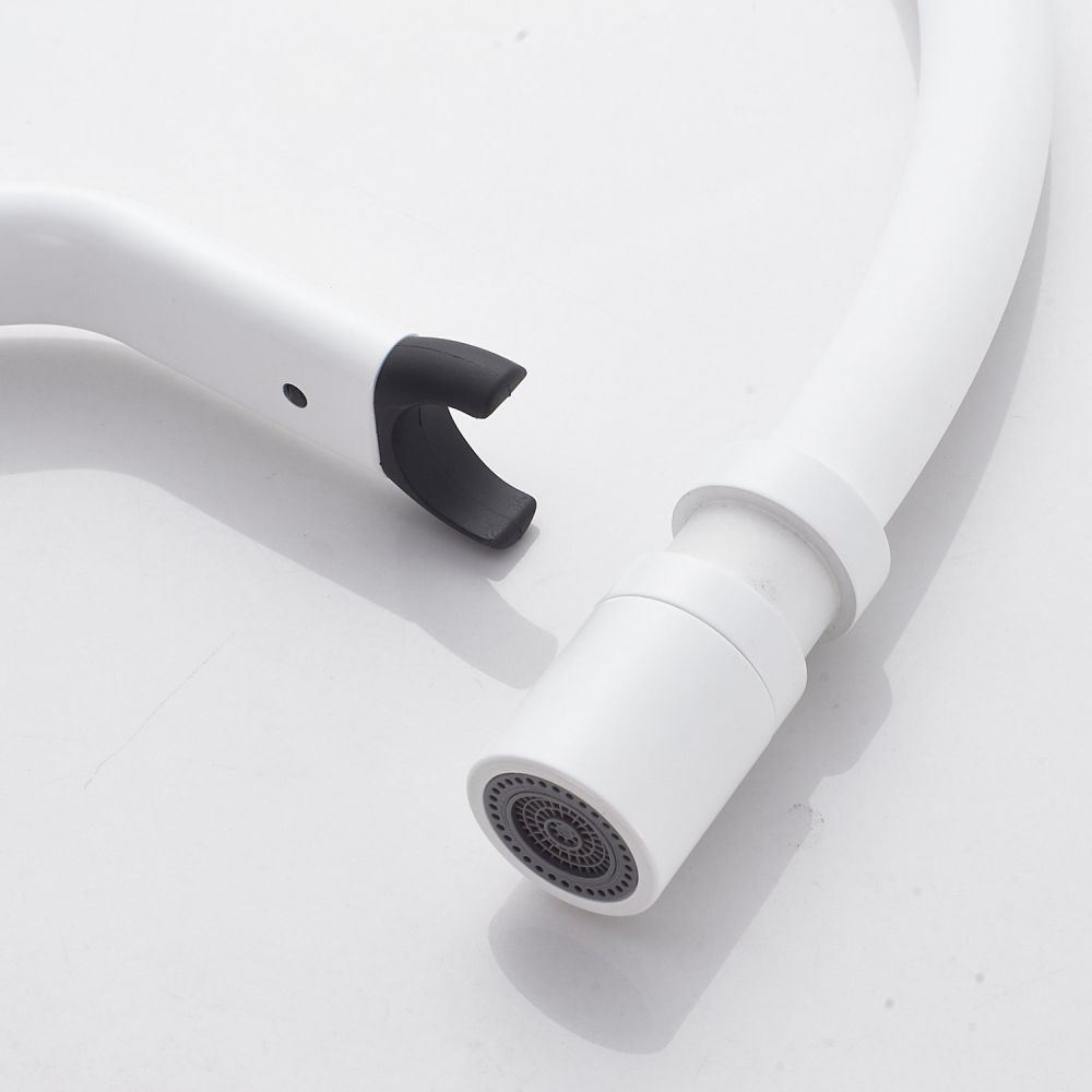 Смеситель для кухни с гибким изливом Shevanik S343C-1, белый