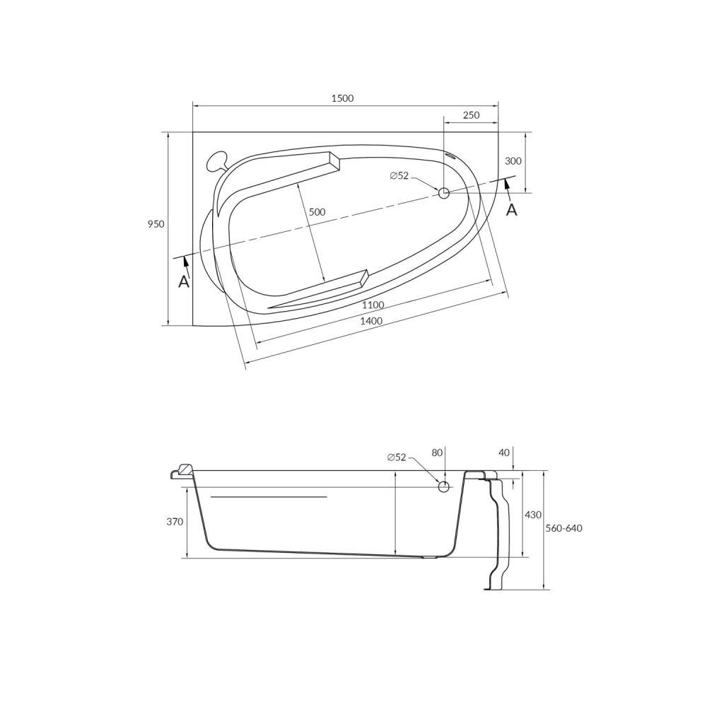 Ванна Cersanit  асимметричная JOANNA 150x95 левая (63336), артикул 63336
