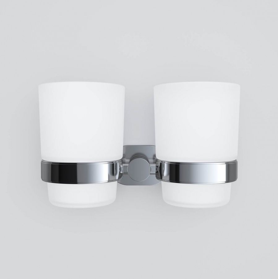 A74343400 Sense L, Двойной стеклянный стакан с настенным держателем, хром A74343400 Sense L, Двойной стеклянный стакан с настенным держателем, хром