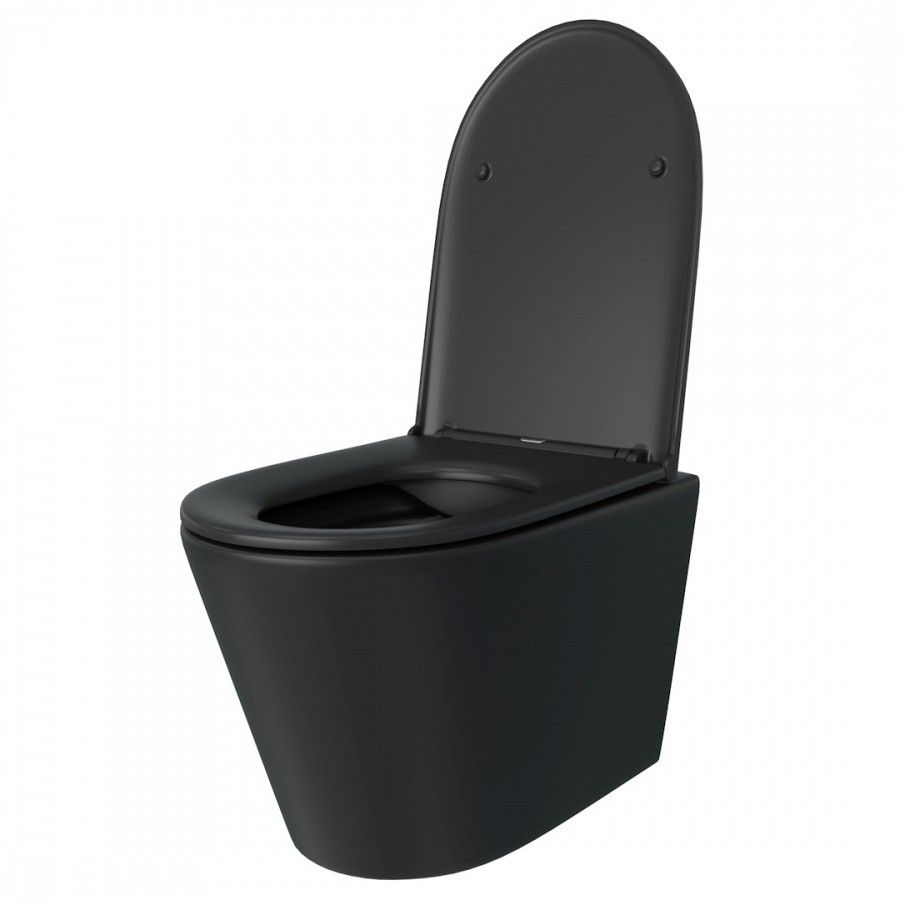 Унитаз подвесной Maretti Florenza безободковый с микролифтом, FL10PBM97-560, черный, артикул FL10PBM97-560